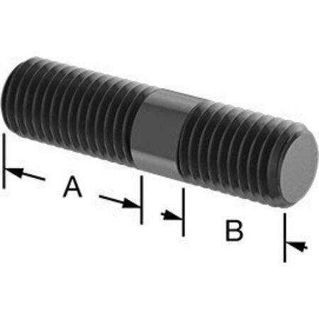 BSC PREFERRED Black-Oxide Steel Threaded on Both Ends Stud 3/4-10 Thread Size 3 Long 1-1/2 and 1 Long Threads 91025A847